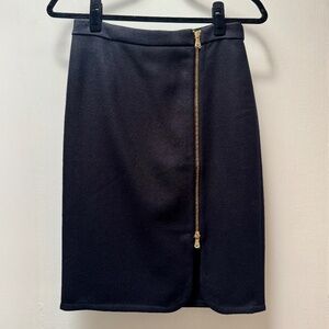 Double Zipper Wool Pencil Skirt
